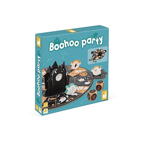 Janod - Boohoo Party - Jeu Société Enfant - Thème Fantômes - Jeu de Plateau Bois et Carton - 2 à 4 Joueurs - Dès 4 Ans, J0247