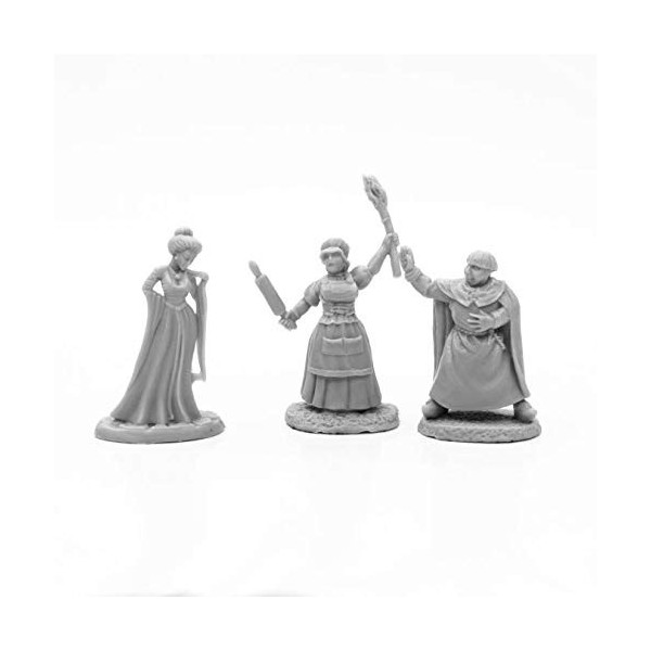3 x Townsfolk Priest Courtesan Baker - Reaper Bones Figurine pour Jeux de Roles Plateau - 77666