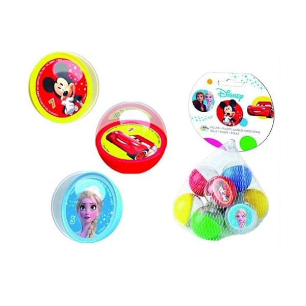 Balls en plastique Dulcop-Biglie DISNEY 9 boules Multi Property - assortiment de dessins animés minnie mickey cars frozen toy