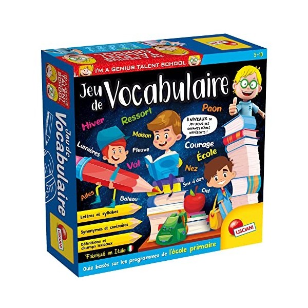 Lisciani - IM A Genius Talent School - Jeu de Vocabulaire - Quiz - Lettres et Syllabes - Jeu Educatif et Amusant - Parcours 