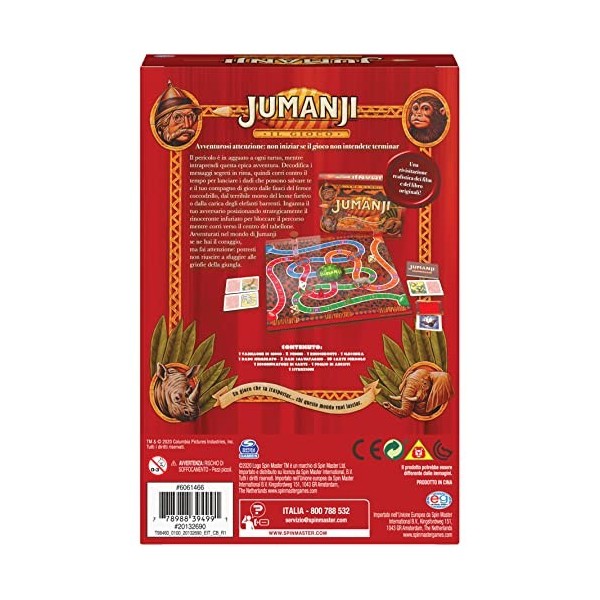 Spin Master- Jumanji Editrice, Jeu au Rythme Rapide en Format de Voyage, adapté aux Enfants de 5 Ans et Plus, Single, 6061466