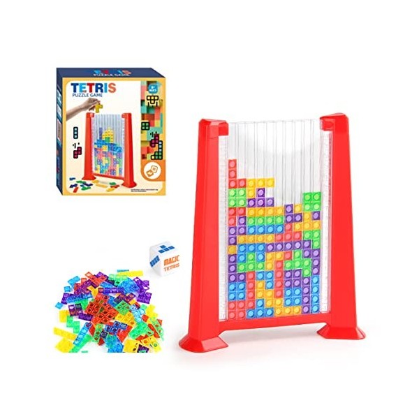 Haipky Jeu de société 3D Tetris - Jeu de bureau classique russe - 1 à 2 joueurs - Jouet de construction intelligent Montessor