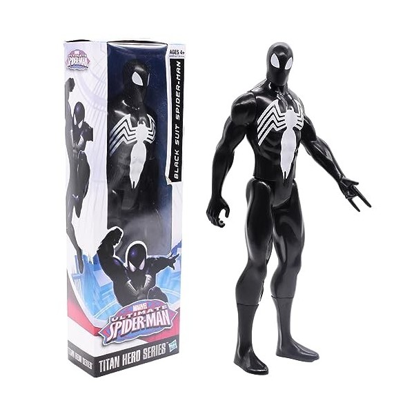 OBLRXM Figurine Spiderman, Spider-Man Ultimate Titan Hero Series Black Suit Spider-Man Figure 30 cm, Spiderman Figurine, Figu