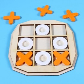 Amagogo Jeu de Tic TAC Toe en Bois, Jeu Familial, fabriqué à la Main, Jeu de Table Amusant pour lintérieur et lextérieur, C
