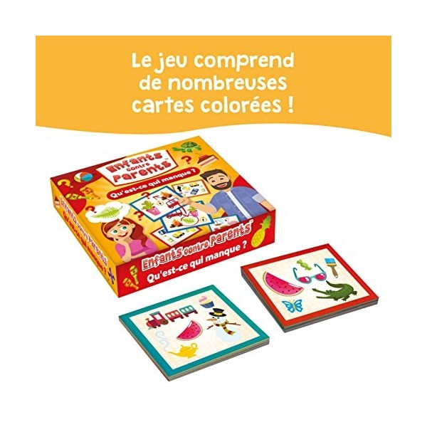 Quest-ce Qui Manque? Enfants Contre Parents Jeu de Société Jeu de Cartes Jeu de Réflexion pour Enfants Jeu de Mémoire dès 5 