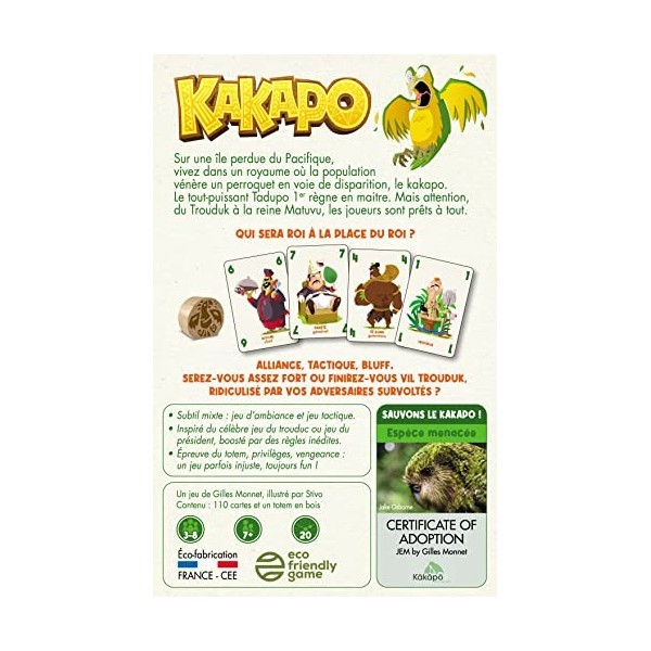 Spot Games - Kakapo - Nouveau Jeu de Cartes du trouduc ou Jeu du président Famille Adultes Humour, Ambiance, Tactique, straté