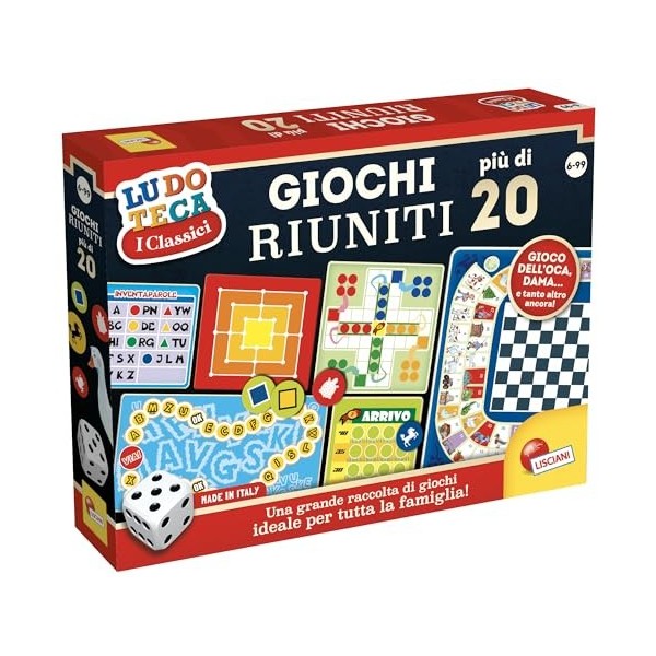 Lisciani Giochi 89154 Ludoteca Giochi Riuniti - Ensemble de Plus de 20 Jeux de société, en Couleurs