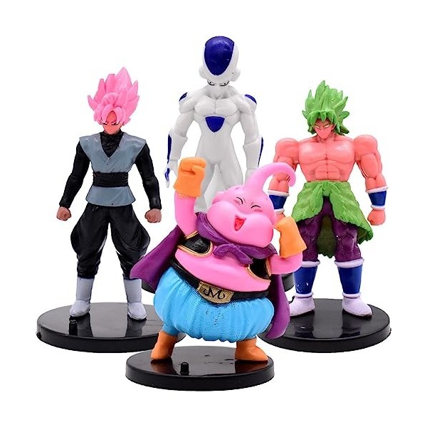 OBLRXM 4pcs Goku Vegeta Saiyan Frieza & Buu Super Saiyan Mini Figurine Ornements Décoration Gateau Anniversaire pour Enfants 
