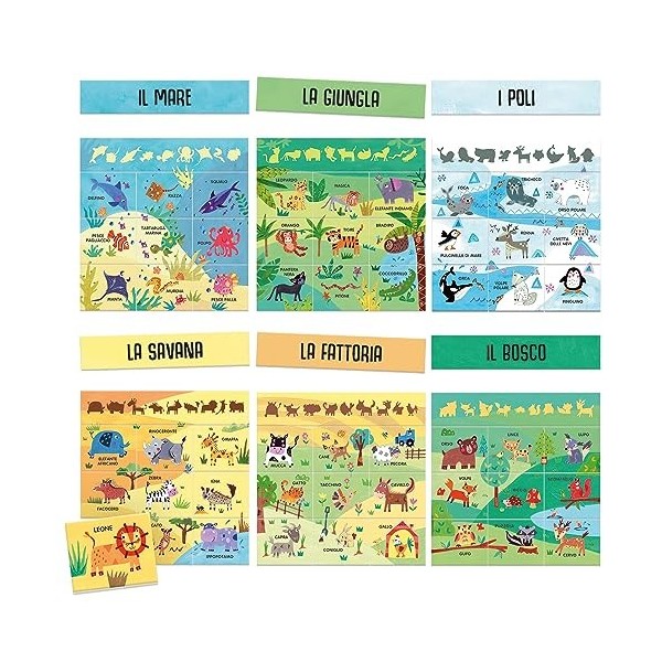 Headu- Animaux et environnements Jeu éducatif, IT51388, Multicolore