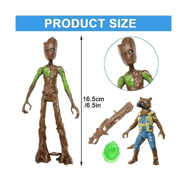 OBLRXM Guardians of The Galaxy Figure, 2 Pièces Guardians of The Galaxy Figurines Set, Groot Action Figurine, Guardians of Th