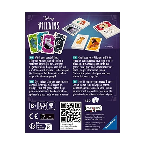 Ravensburger - Jeu de cartes Villains - Jeu de société pour toute la famille - 8 américain - De 3 à 6 Joueurs à partir de 8 A