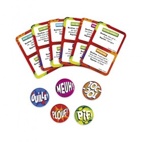 Janod - Whats The Plouf - Jeu de Société Enfant - Quiz Inversé - 40 Cartes + 5 Tuiles Rondes - Jeu de Logique et de Rapidité