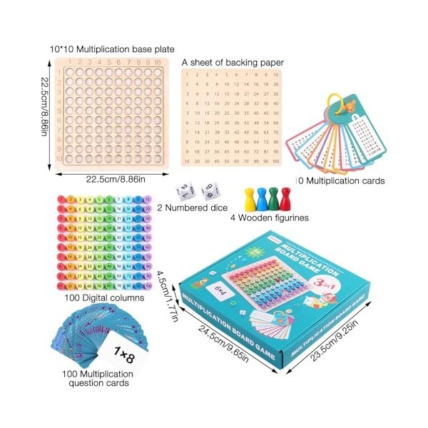 EBKCQ Table de Multiplication Montessori, Tableau de Multiplication en Bois, Jeux de Plateau Table de Multiplication en Bois,