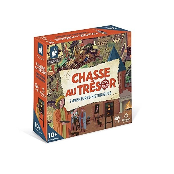 Janod - Chasse au Trésor Aventures Historiques - Jeu de Société Enfant - Jeu Educatif Collaboratif - Jeu pour la Famille - La