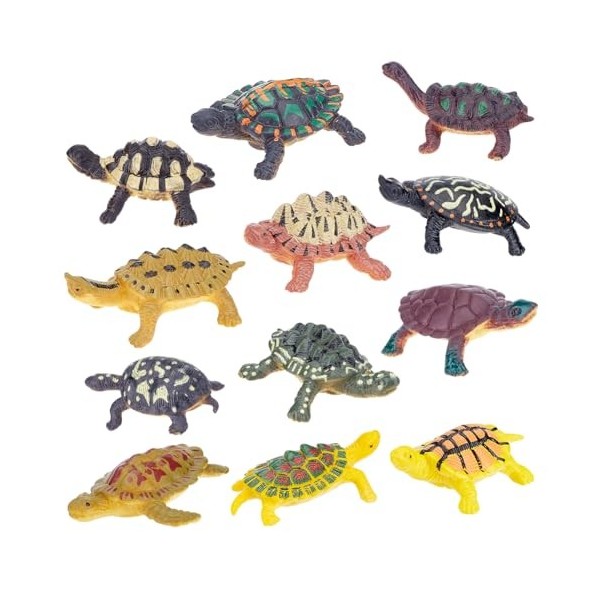 AHADEMAKER Lot de 12 figurines de tortues de mer réalistes en plastique pour décoration daquarium