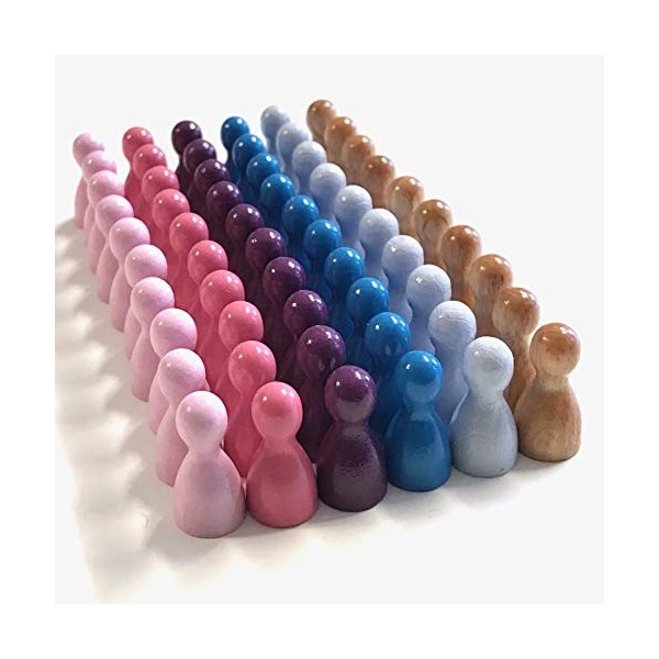 Lot de 60 figurines en bois pour jeux de société, mélange coloré, couleurs spéciales, cône de halmaque taille 12/24 mm, 6 x 1