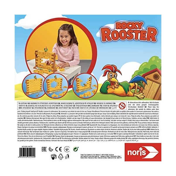 Noris Rocky Rooster, Le Jeu dadresse avec potentiel deffondrement, pour 2-4 Joueurs à partir de 4 Ans, 606064478, Multicolo