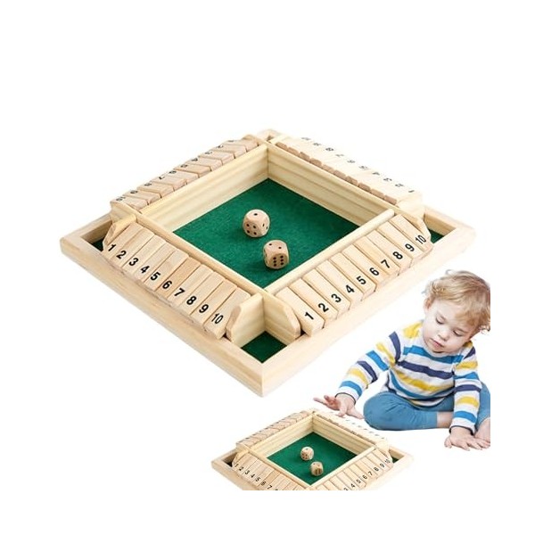 Jacekee Fermez la boîte | Jeux de dés en Bois | Jeux de Table pour Adultes, Famille, Salle de Classe, Maison, fête ou pub, Je