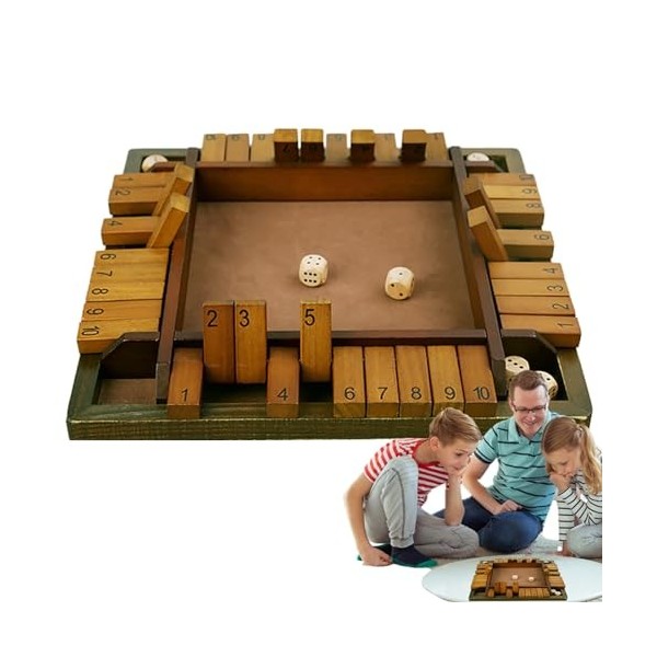 Jacekee Fermez la boîte | Jeux de dés en Bois | Jeux de Table pour Adultes, Famille, Salle de Classe, Maison, fête ou pub, Je