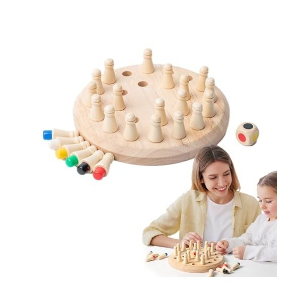 Ohicki Jeu déchecs à mémoire en Bois,Échiquier pour - Casse-tête Amusants Recto-Verso pour améliorer la mémoire, Jeu de soci