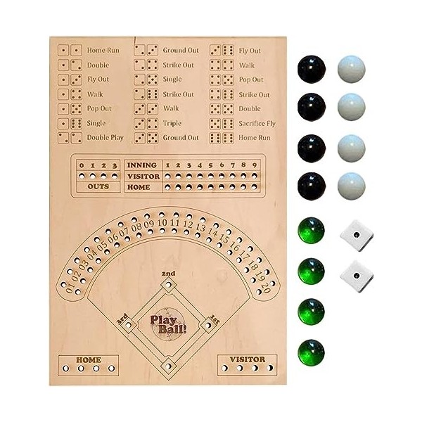 Jeu De Société Baseball En Bois Avec Dés - Jeu De Plateau Interactif à 2 Joueurs - Idéal Pour Soirées, Cadeau
