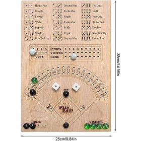 VAZZIC Jeu de société de dés de baseball, jeu de mathématiques de table en bois avec dés, jeu de société de baseball amusant,