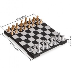 Yellow Mountain Imports Mini-Jeu d’échecs Magnétique de Voyage 16cm - Jeu de Plateau Pliable, Compact, Éducatif