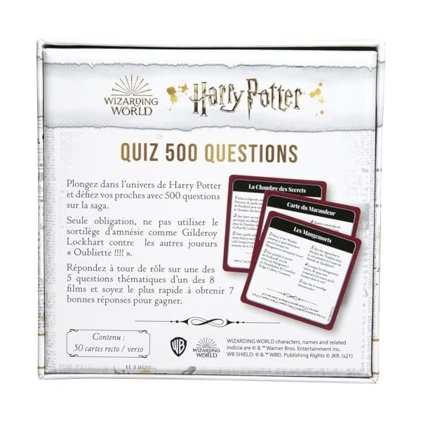 Topi Games - Harry Potter - Quiz 500 - Jeu de société - Jeu de Cartes - Famille - A partir de 7 ans - 2 à 8 joueurs - HP-QU5-