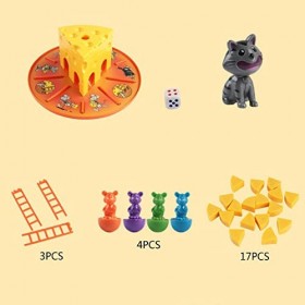 Jeu de société classique pour chat et souris - Jeu de société à fromage 4 pièces - Jouet éducatif pour parents et garçons - J