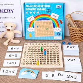 MANGUO 2 Pcs Jeu de Plateau de Multiplication | Jeu de Plateau de Multiplication en Bois Jouets mathématiques | Le Jouet de J