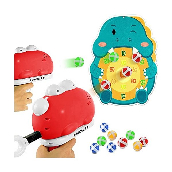 Jeu de Flechette Enfant Dinosaure,Jeu de Fléchettes Balles Collantes,Jeu de Fléchettes Velcro pour Enfants,Jeu de Tir pour En