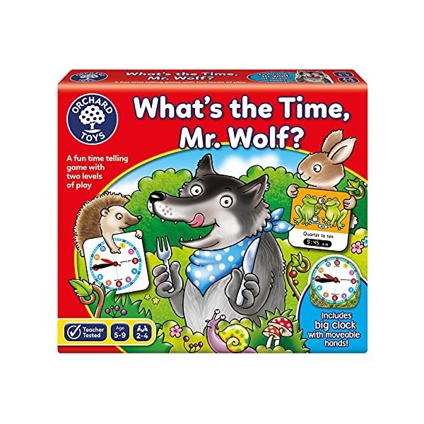 Orchard Toys Whats The Time, Mr Wolf Game, Educational Game for Children Aged 5-9, Two Ways to Play, Teaches Time Telling Sk