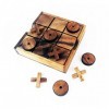 Tic Tac Toe Jeu classique en bois 14 x 14 cm Planche de voyage Jouet pour enfants et adultes Décoration dintérieur Coffret c