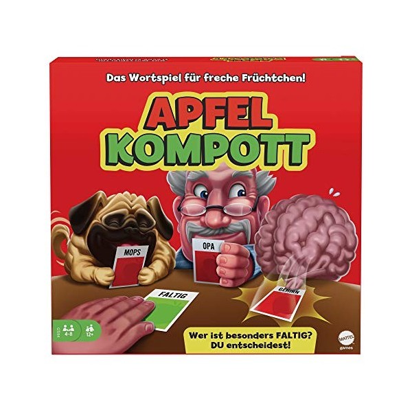 Mattel Games GTJ54 – Jeu de Cartes Compote Pomme, Jeu Fou de fête à partir de 12 Ans, 4 à 10 Joueurs.