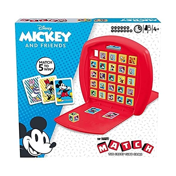 Winning Moves - Match Mickey ET Ses Amis - Aligne 5 Cubes pour Gagner - Jeu de société - Version française