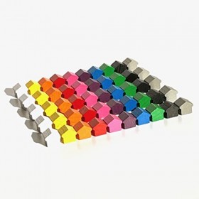 Pions de jeu Maisons en bois petit 12 x 13 x 12 mm en 10 couleurs pour jeux de société, fabriqué en Allemagne 50 pièces, 1