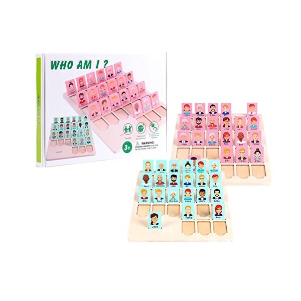 PW TOOLS Cartes en Bois Devinez Qui Jeu, Question Rapien Bois devinettes en Famille, Jeu interactif éducatif pour garçons et 