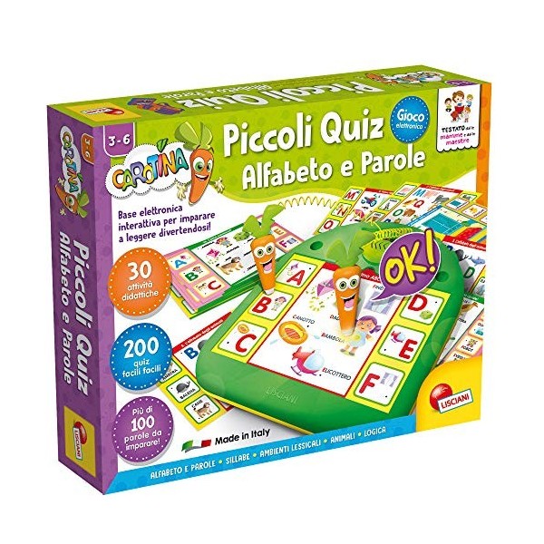 Liscianigiochi- Carotina Piccoli Quiz Alfabeto e Parole Jeu, 80014, Multicolore