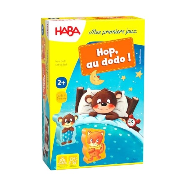 Haba - Mes Premiers Jeux – Hop, au Dodo - Jeu de société Enfant en Bois - 2 Jeux de classement et 1 Jeu de mémoire - Jeu ludi