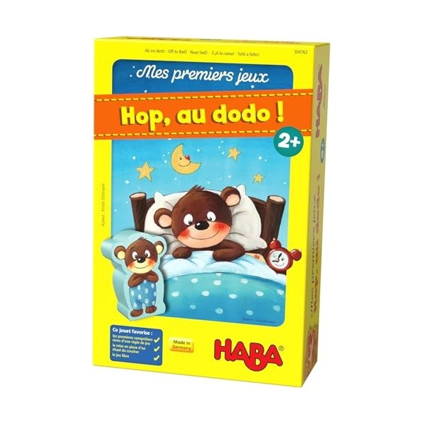 Haba - Mes Premiers Jeux – Hop, au Dodo - Jeu de société Enfant en Bois - 2 Jeux de classement et 1 Jeu de mémoire - Jeu ludi