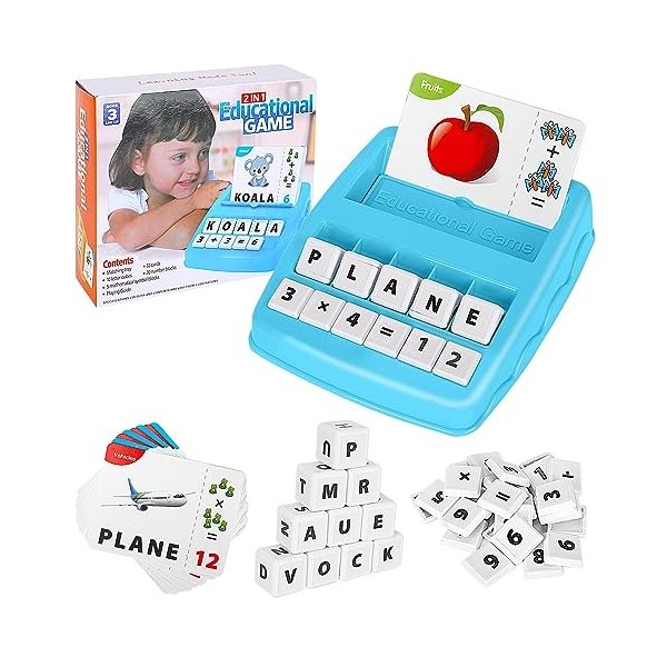 Jeux Educatif 3 4 5 6 7 8 Ans - Apprendre a Compter, 3-8 Ans Jouet Enfant  Anglais Lettre Scrabble Jouet - Reconstituer Les Mo