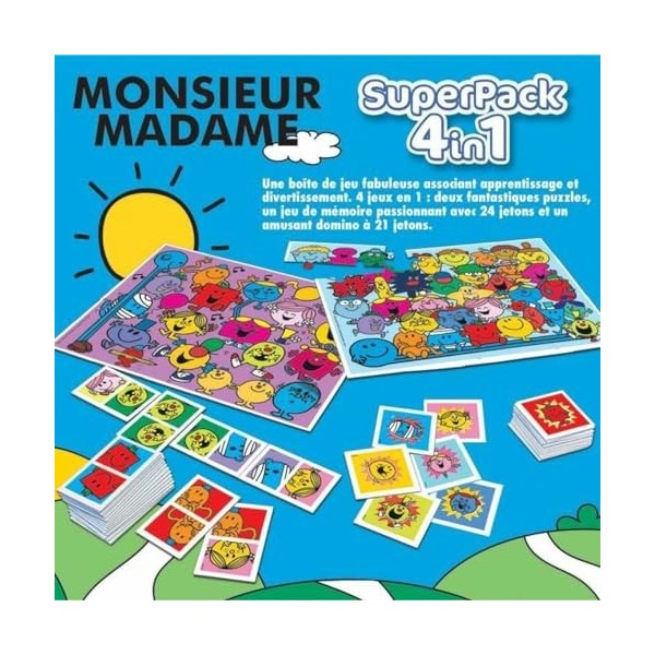 Educa - Monsieur Madame Superpack. Multiples possibilités de Jeux. Comprend des Dominos, Un Identique et 2 Puzzles, Jeu de so