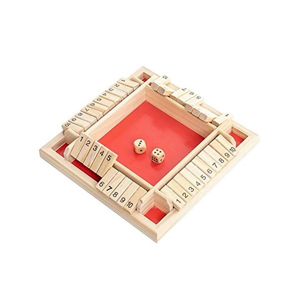 Shut The Box Jeu De Plateau en Bois Jeu De Société en Bois Classique Jeux en Bois avec 2 Dés Shut The Box 4 Joueurs Jeu Diver