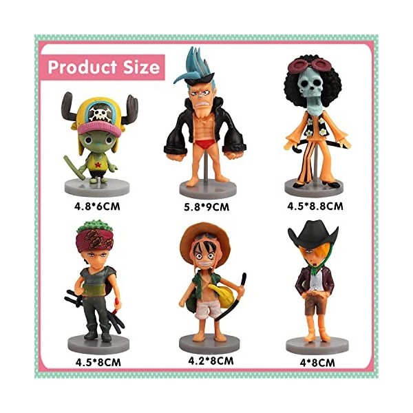 One Piece Mini Figurines Set, 6 pièces Pirates Cake Topper, Luffy Personnages Figurines, Figurine One Piece Luffy, One Piece 