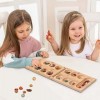 fanelod Jeu société Mancala en Bois - Échecs en Bois pliants avec Galets Pierres Naturelles colorées | Jeu société pour Grand