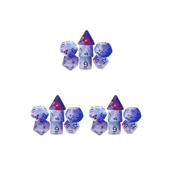 Lot de 2 jeux de 7 dés multi-faces phosphorescents pour jeux de rôle