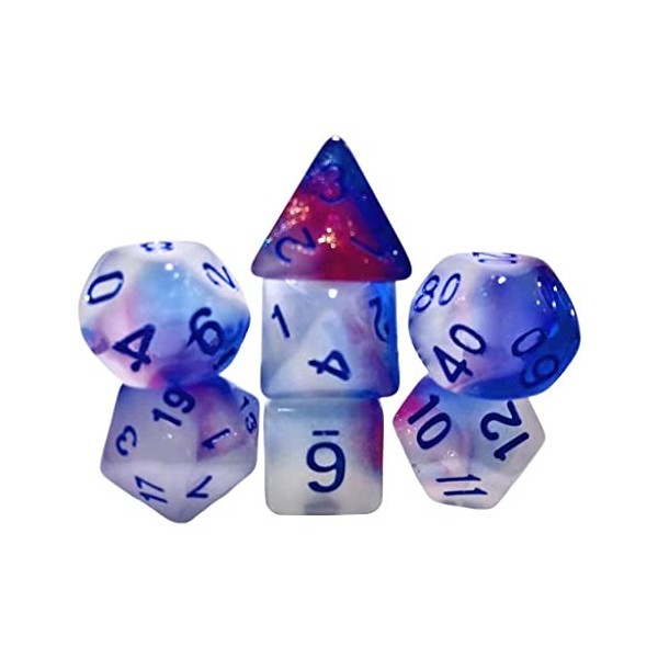 Lot de 2 jeux de 7 dés multi-faces phosphorescents pour jeux de rôle