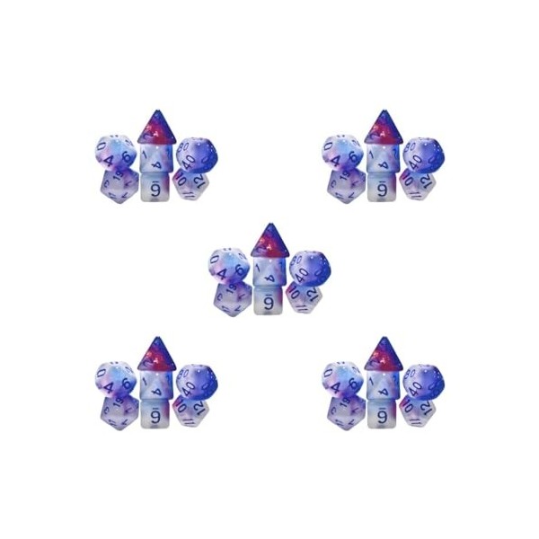 Lot de 2 jeux de 7 dés multi-faces phosphorescents pour jeux de rôle