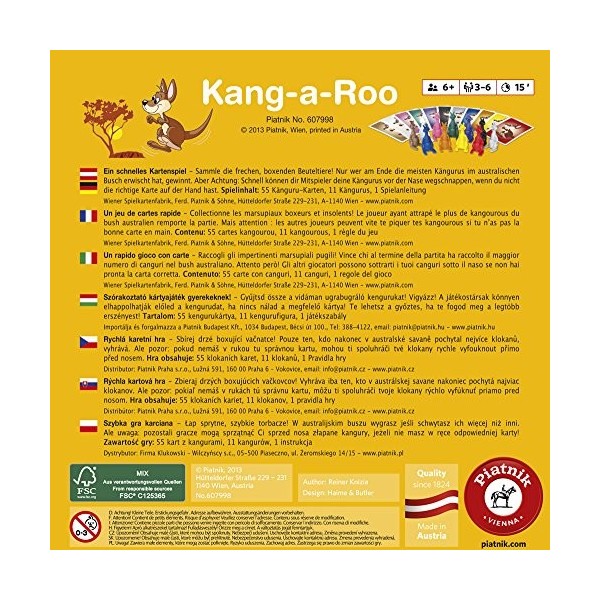 Piatnik - 6079 - Jeu de Cartes - Kang-a-Roo