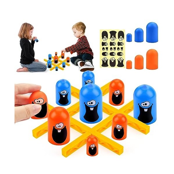 ACTOYS Tic Tac Toe, 2 Players Big Eat Small Game,Jeu de Société Bleu Orange Gobblet Gobblers,Intérieur Parent-Child Interacti